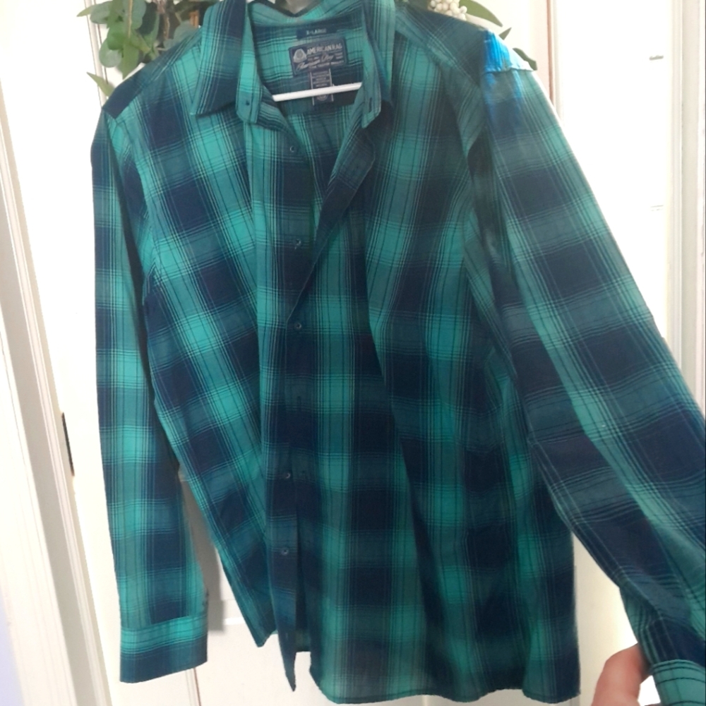 Green plaid button up